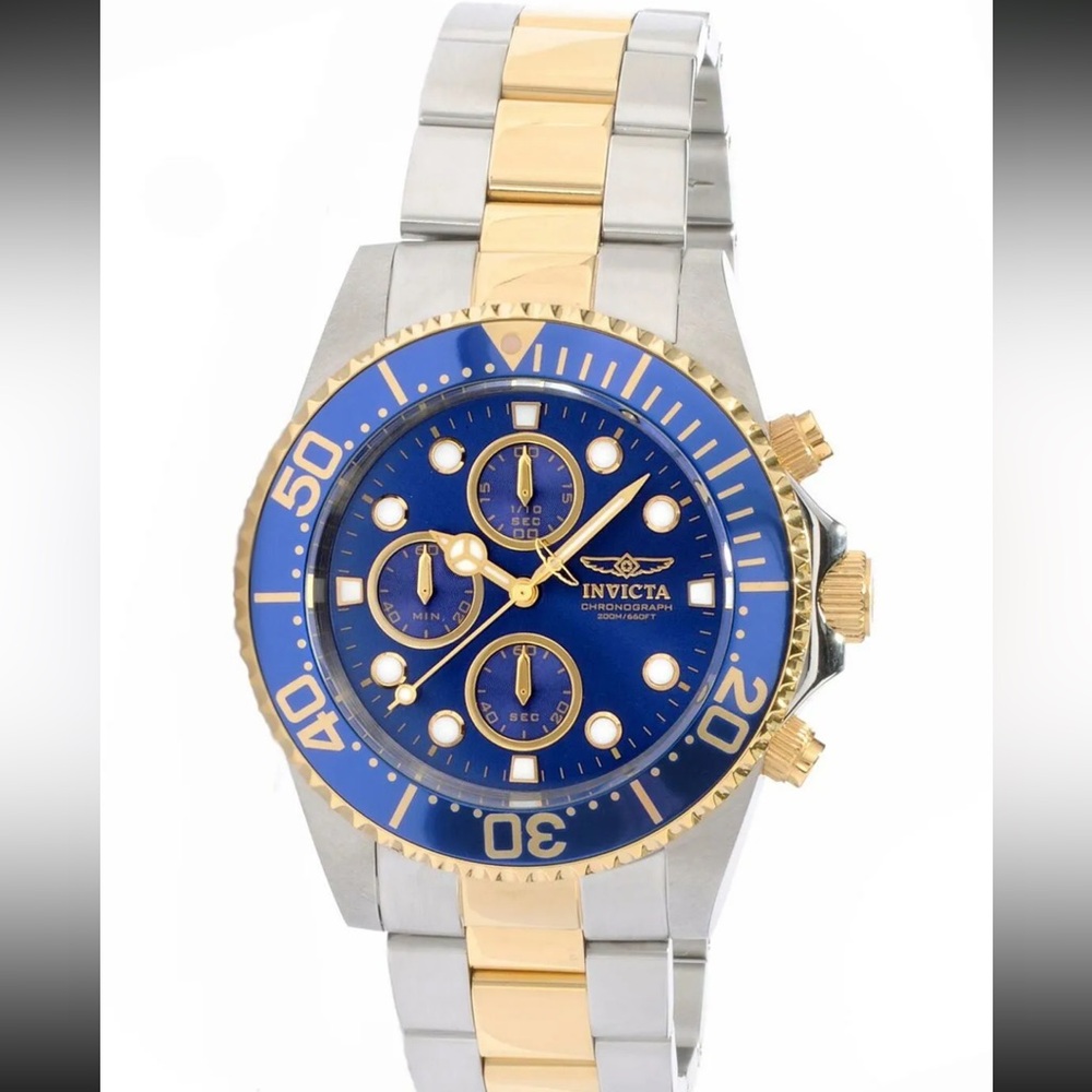 Invicta Pro Diver 26972 Blue Dial Two Tone Stainless Steel Wrist Watch for Men